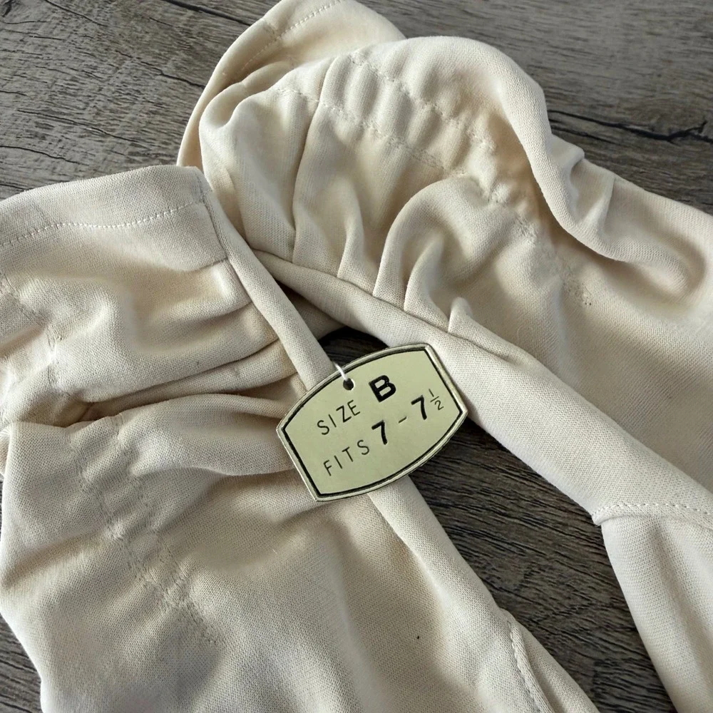 Vintage Ivory White Nylon Formal Gloves Size 7 Wrist Length Stretch Japan Bridal